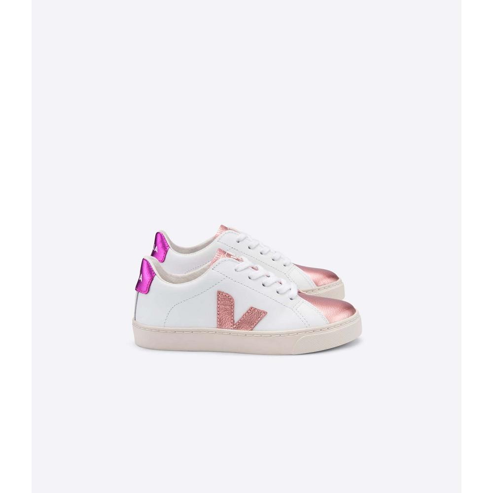 Adidași Copii Veja ESPLAR LEATHER White/Pink/Purple | RO 809PJJ